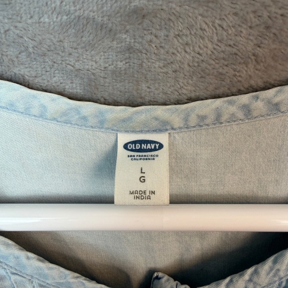 Old Navy Womens Light Wash Chambray Sleeveless Pintuck Button Front Romper Large - Picture 3 of 14